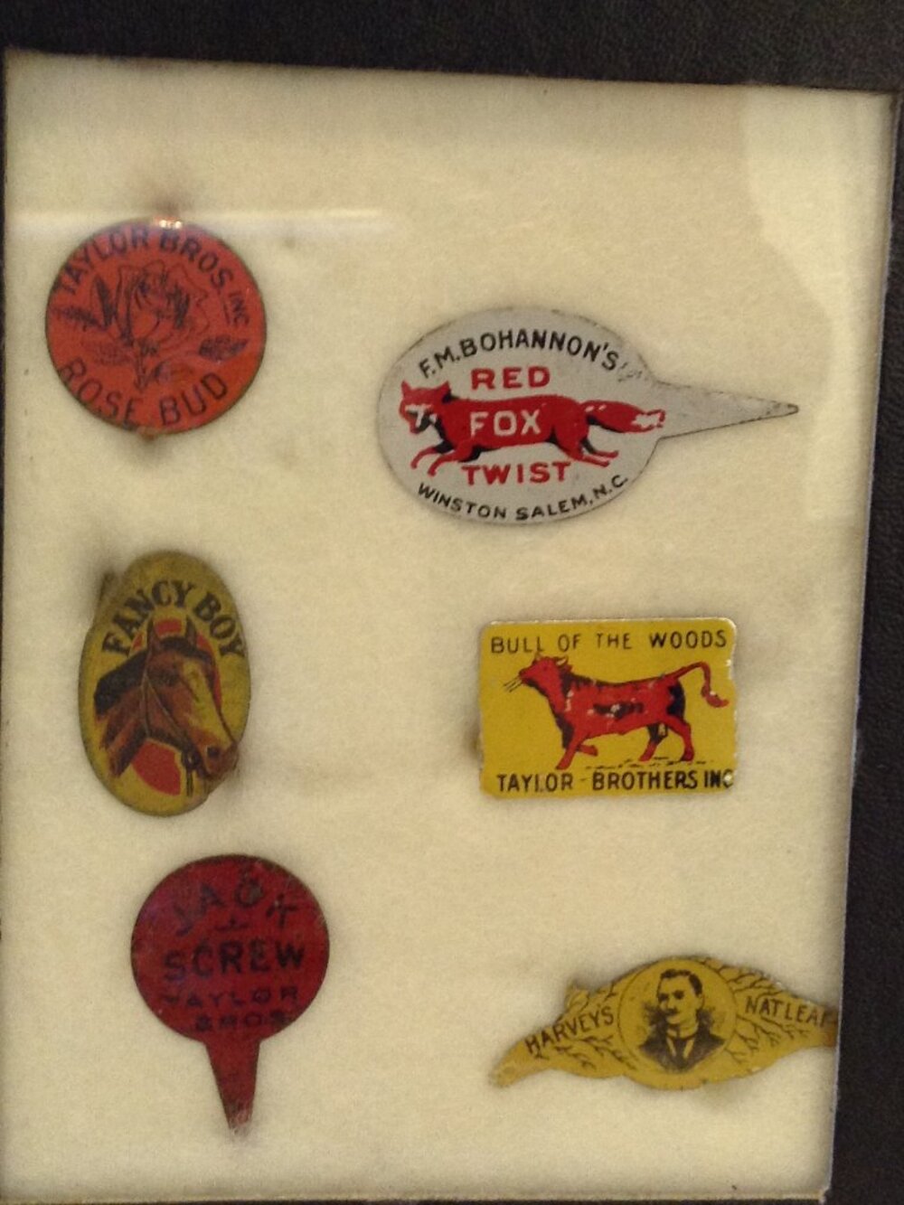VTG (6) Tobacco Tags Tin Label Plugs Eclectic Grandpa Collectible Tobacciana